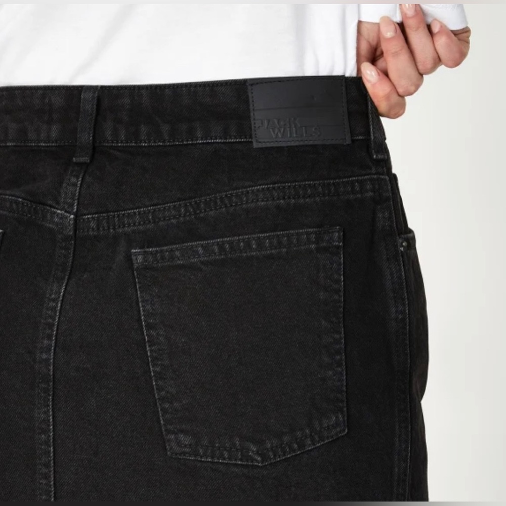 Jack Wills Black Denim Mini Skirt US 6 UK 10 NWT Cotton Classic 5 Pocket - Picture 4 of 5